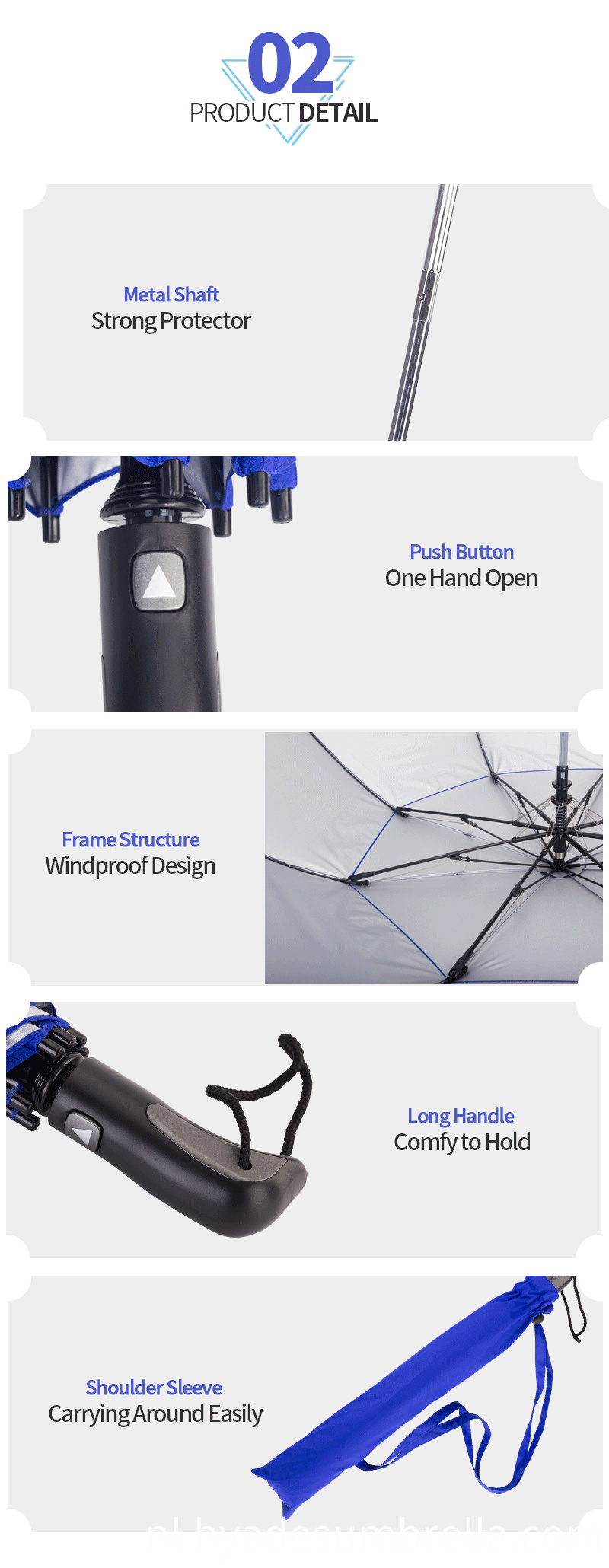 Opvouwbare golfparaplu groot formaat voor promotie Folding Golf Umbrella Big Size For Promotion